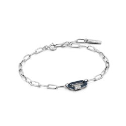 ANIA HAIE Navy Blue Enamel Carabiner Silver Bracelet  MAAT 18,5cm - 48195