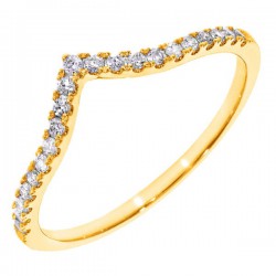 14 karaat gouden ring in V - vorm met diamanten 21-0.16 Crt H SI GGA3738 - 52387