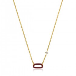 ANIA HAIE Claret Red Enamel Gold Link Necklace MAAT 38+7cm - 48424