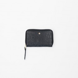 FMME. Kleine Leren Portemonnee - Zwart Croco Leer - 47305