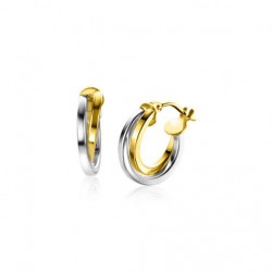 13mm ZINZI Gold 14 krt gouden bicolor oorringen waarbij sierlijk twee buizen over elkaar lopen. Voor een mooie multi-look uitstraling. ZGO334B - 52326