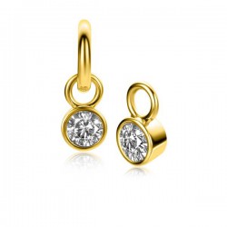 ZINZI APRIL oorbedels met geboortesteen diamant wit zirconia goudverguld 12,5 x 4,5 x 7 mm ZICH-APR (excl. oorringen) - 50623