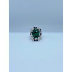 Ymala handmade Zilver Ring Malachite MAAT 18,5 - 48848